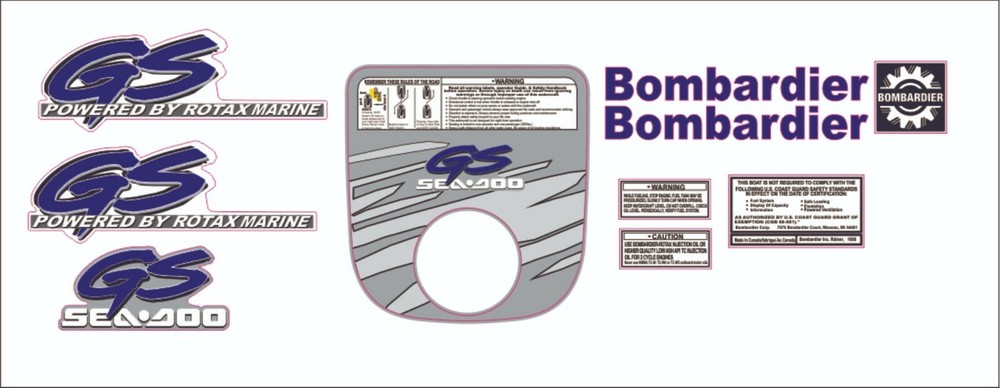 SEADOO GS 1997 Graphics / Decal / Sticker Kit DARK BLUE