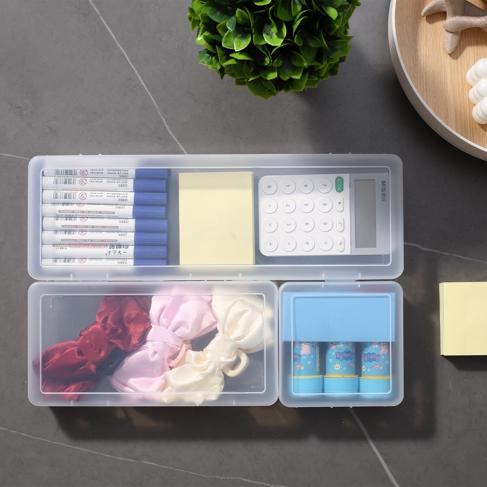 novelinks Stackable Plastic Clear Storage Box Small, 18 Pack Small -Clear