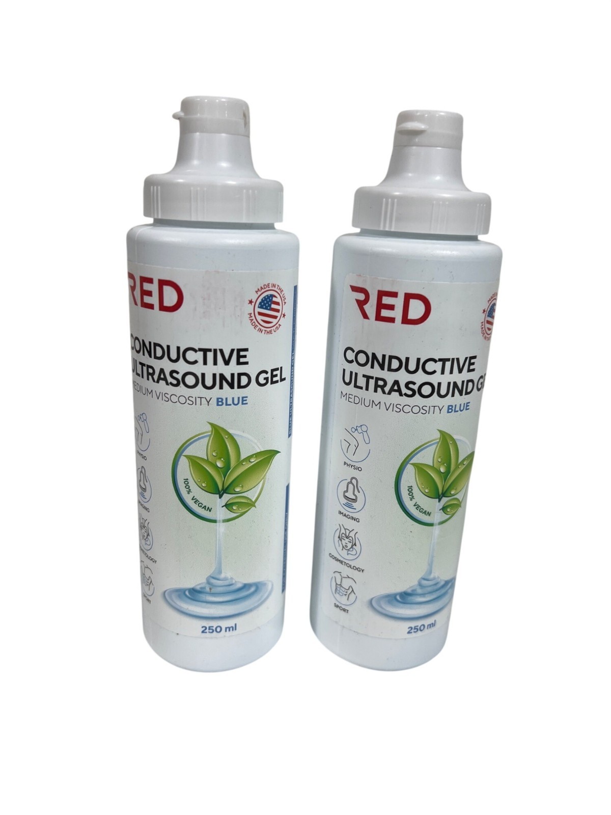 Red Conductive Ultrasound Gel Medium Viscosity Blue 250ml Set Of 2 Sealed Bottle