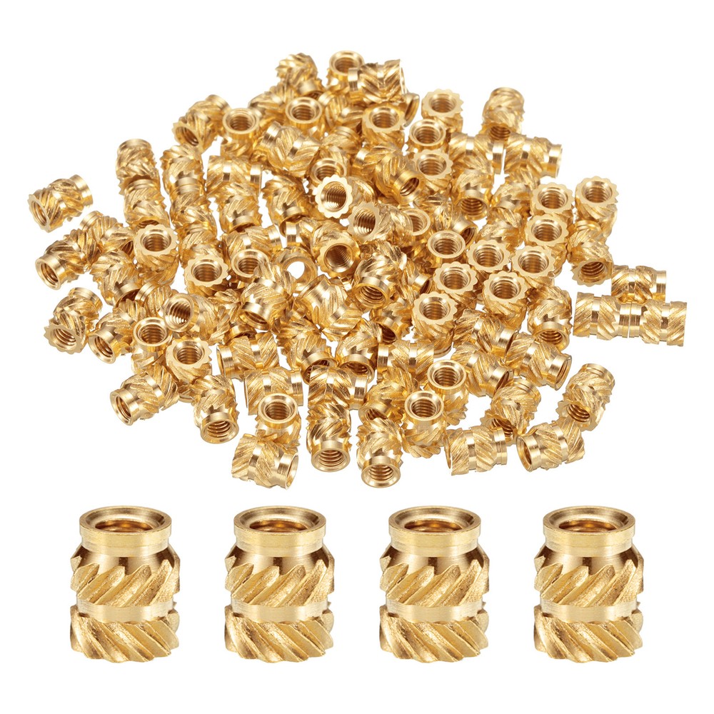 100pcs M3 Threaded Inserts Brass Heat Set Insert M3x6mm, OD 5mm Knurled Nuts