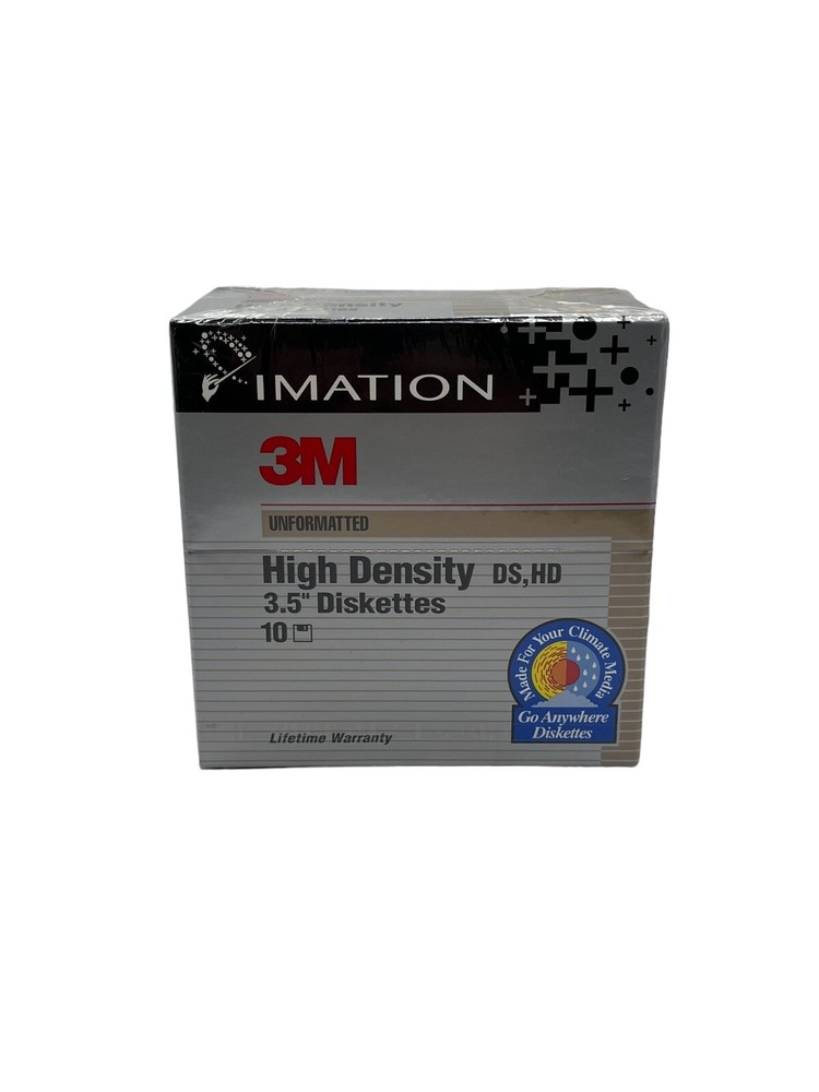 SEALED Imation 3M 10 Diskettes 2HD High Density 3.5 inch