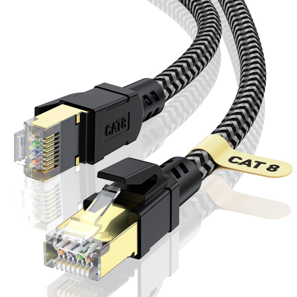 Cat 8 Ethernet Cable 50FT, High-Speed Braided Internet Cable Network Cord wit...