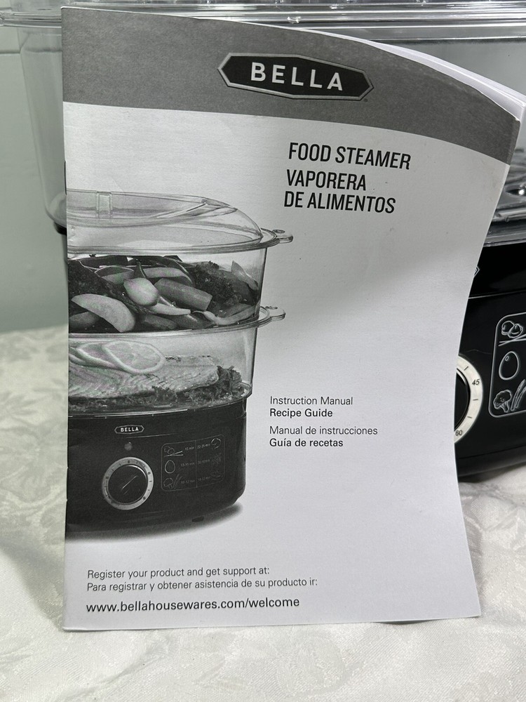 BELLA Two Tier Food Steamer with Dishwasher Safe Lids and Stackable Baskets