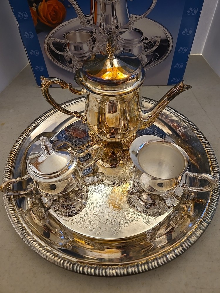 4 Pc. Silver Plated Mini Coffee Set