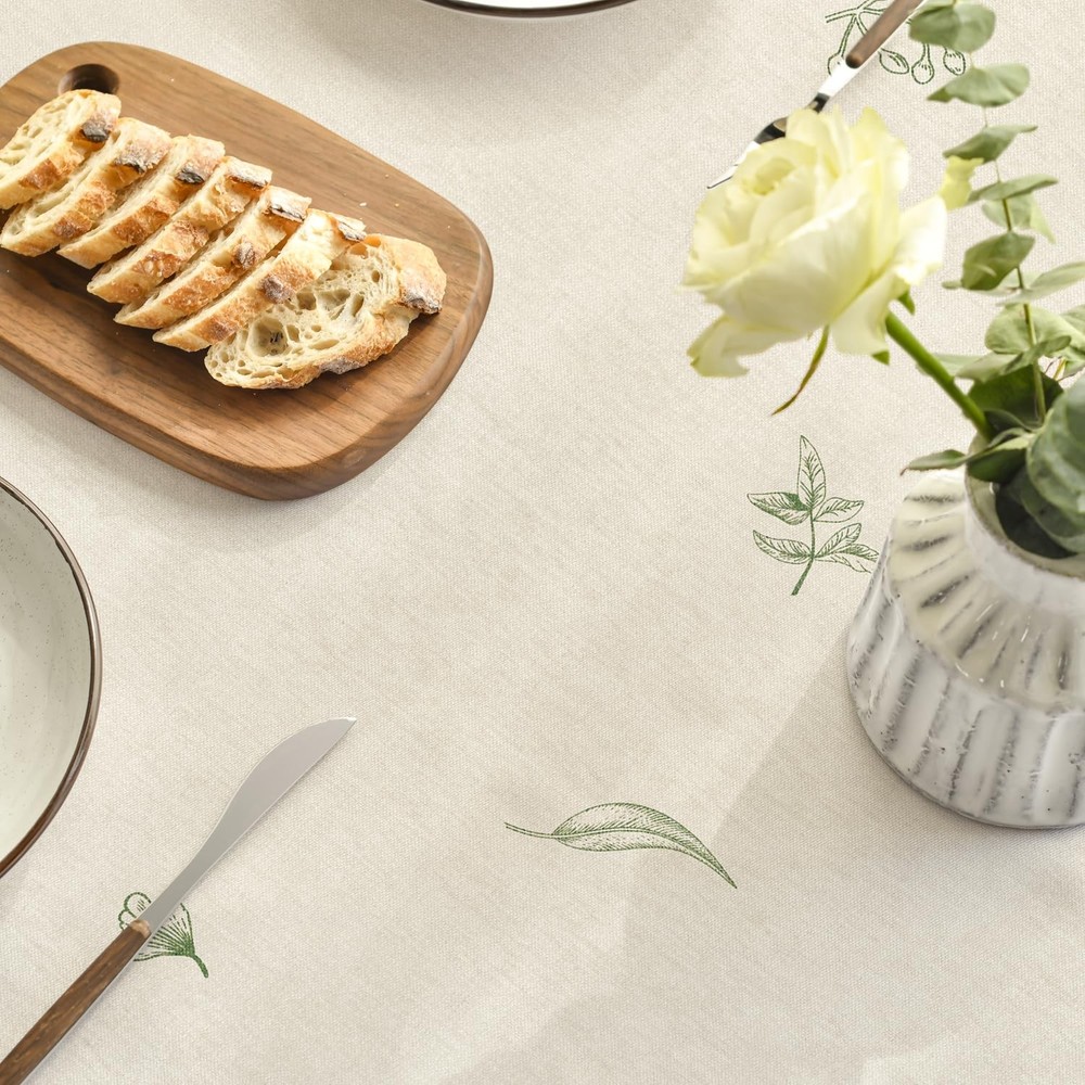 Spring Tablecloth 60×84 Inch Rectangular, Plants Wild Fern Beige Washable Tab...