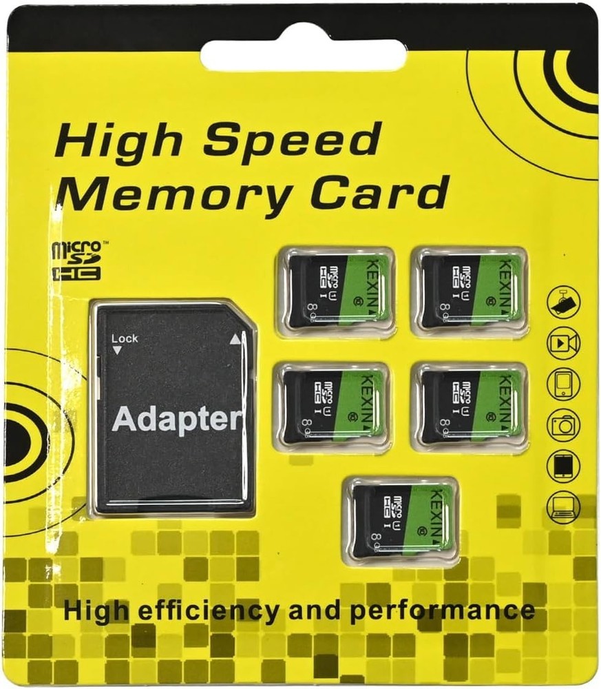 8GB Micro SD Card 5 Pack with SD Adapter microSDHC Memory Card UHS-I C10 Micr...