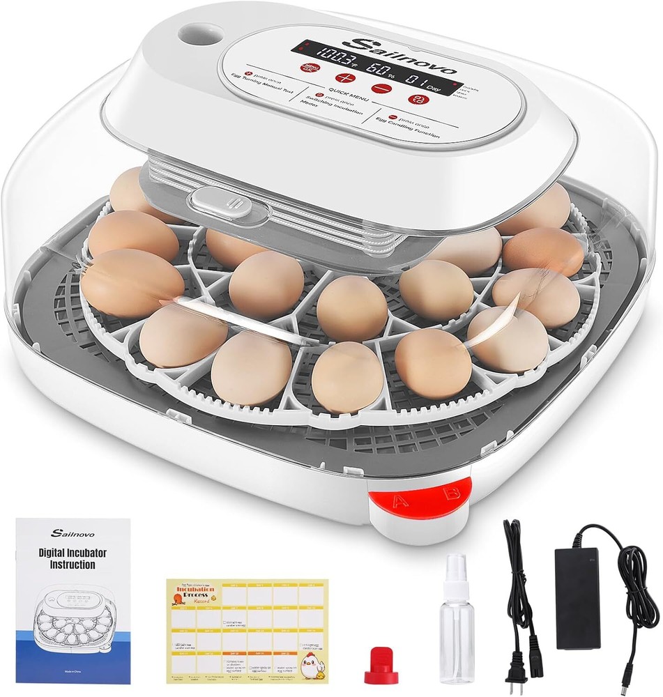 24 Egg Incubators w/ Automatic Egg Turning, Egg Candling & Humidity Display U.S✅