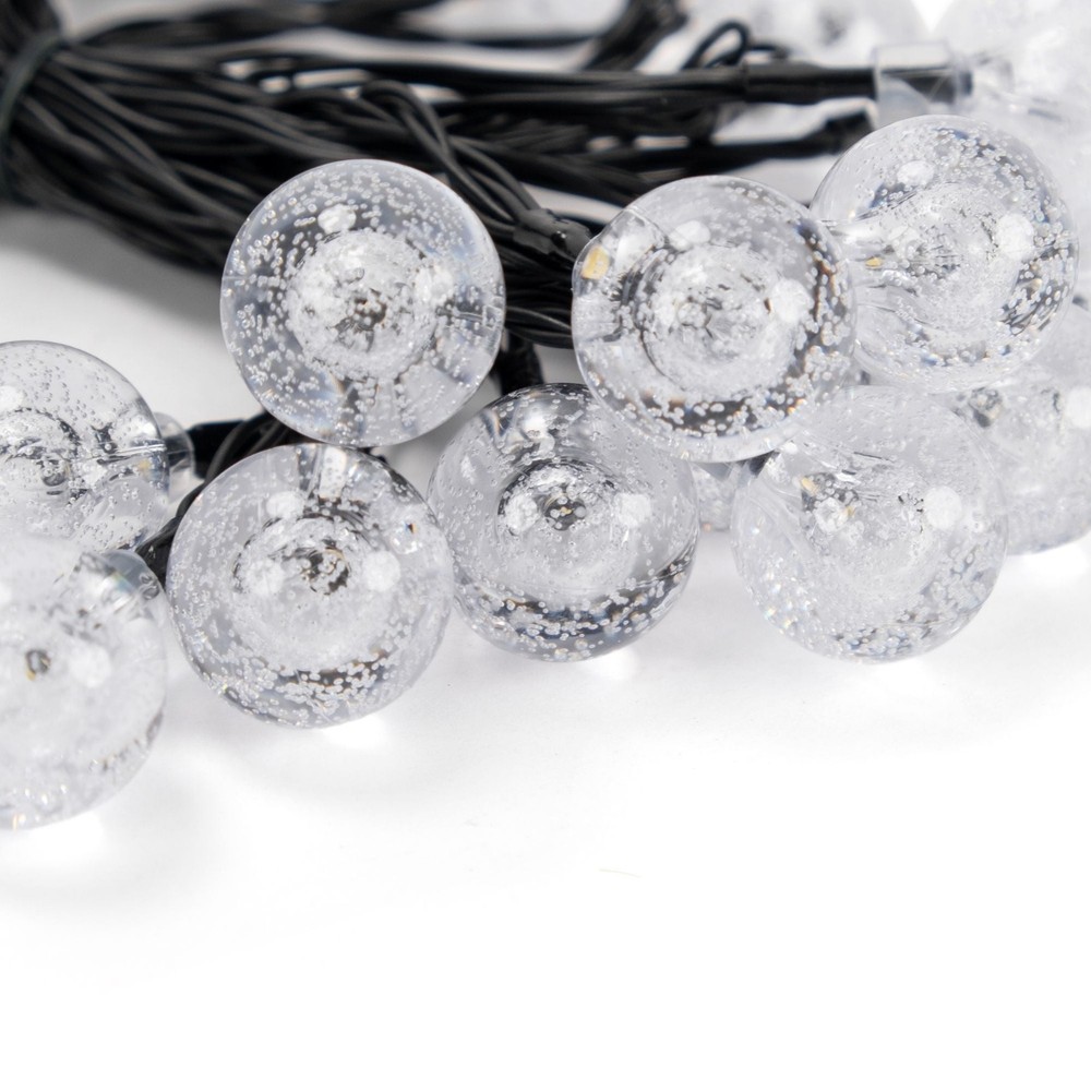 30ct Solar Garden Decorative Globe Bubble Warm White String Lights