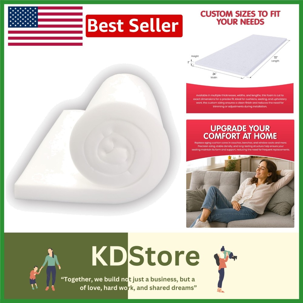 Customizable High Density Foam 2" x 24" x 72" for Durable Upholstery Solutions
