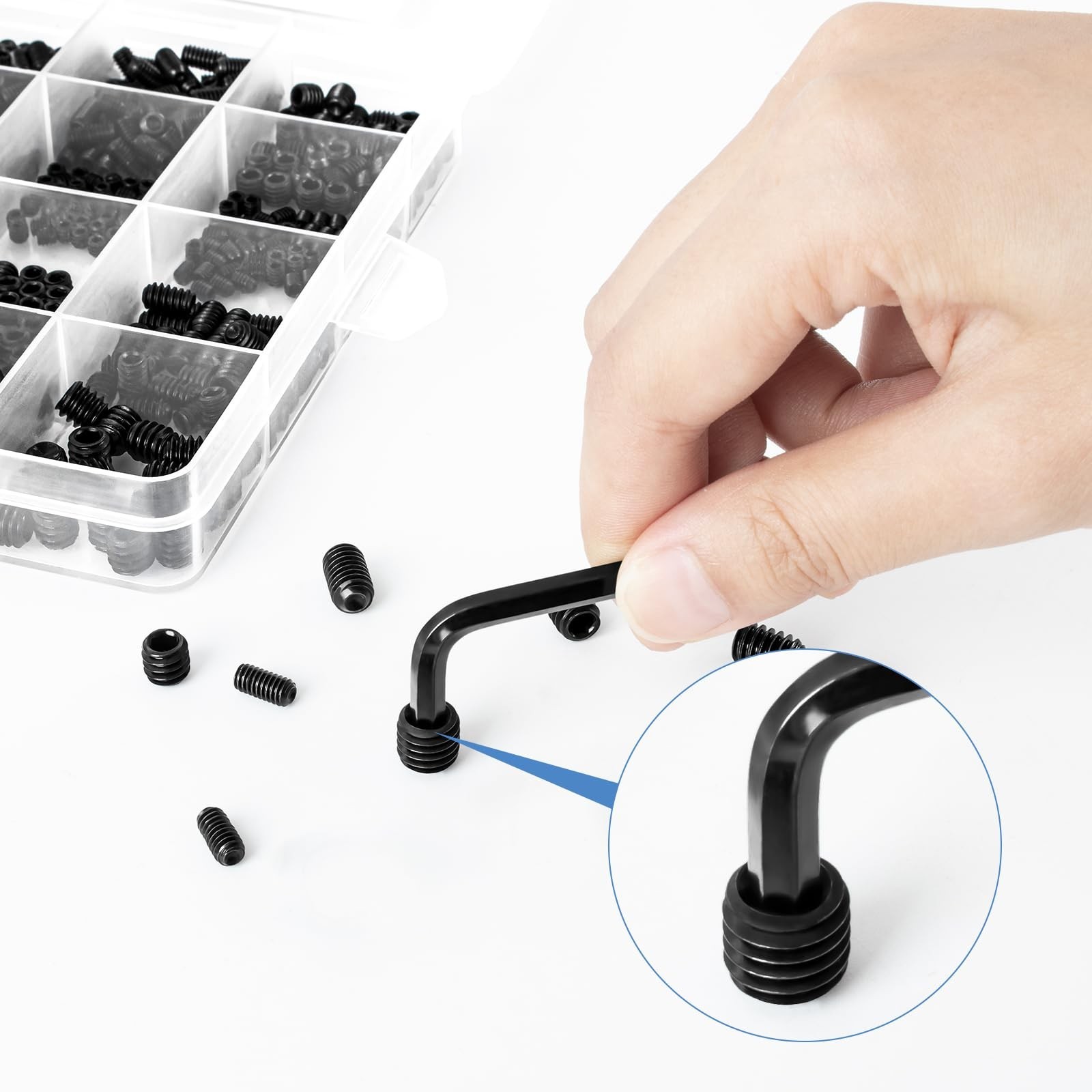 1145PCS 25 Sizes Metric & SAE Set Screw Assortment Kit,12.9 Class Alloy Steel...