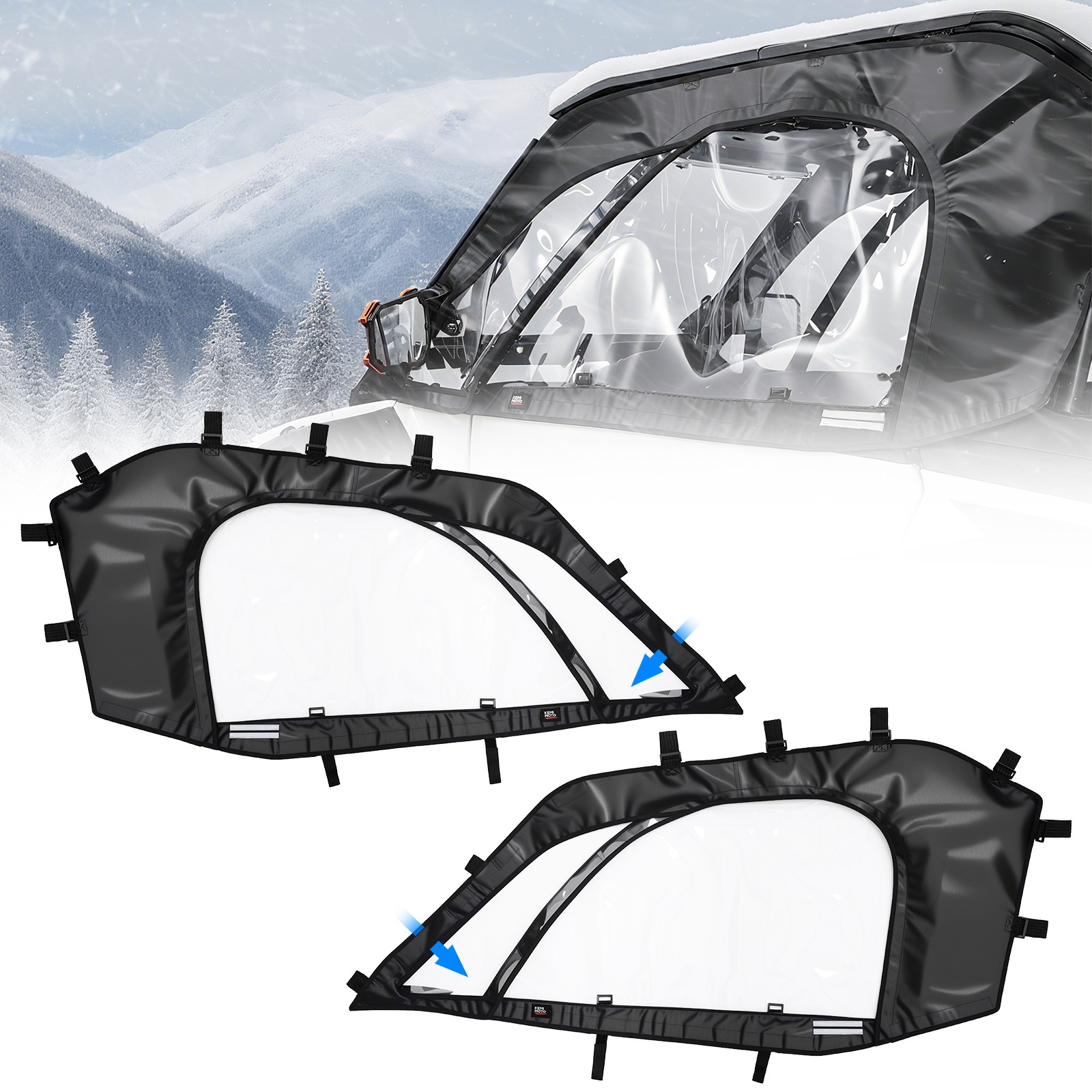 KEMIMOTO UTV Cab Enclosure Set Soft Upper Door for Polaris RZR XP 1000 2024-2026