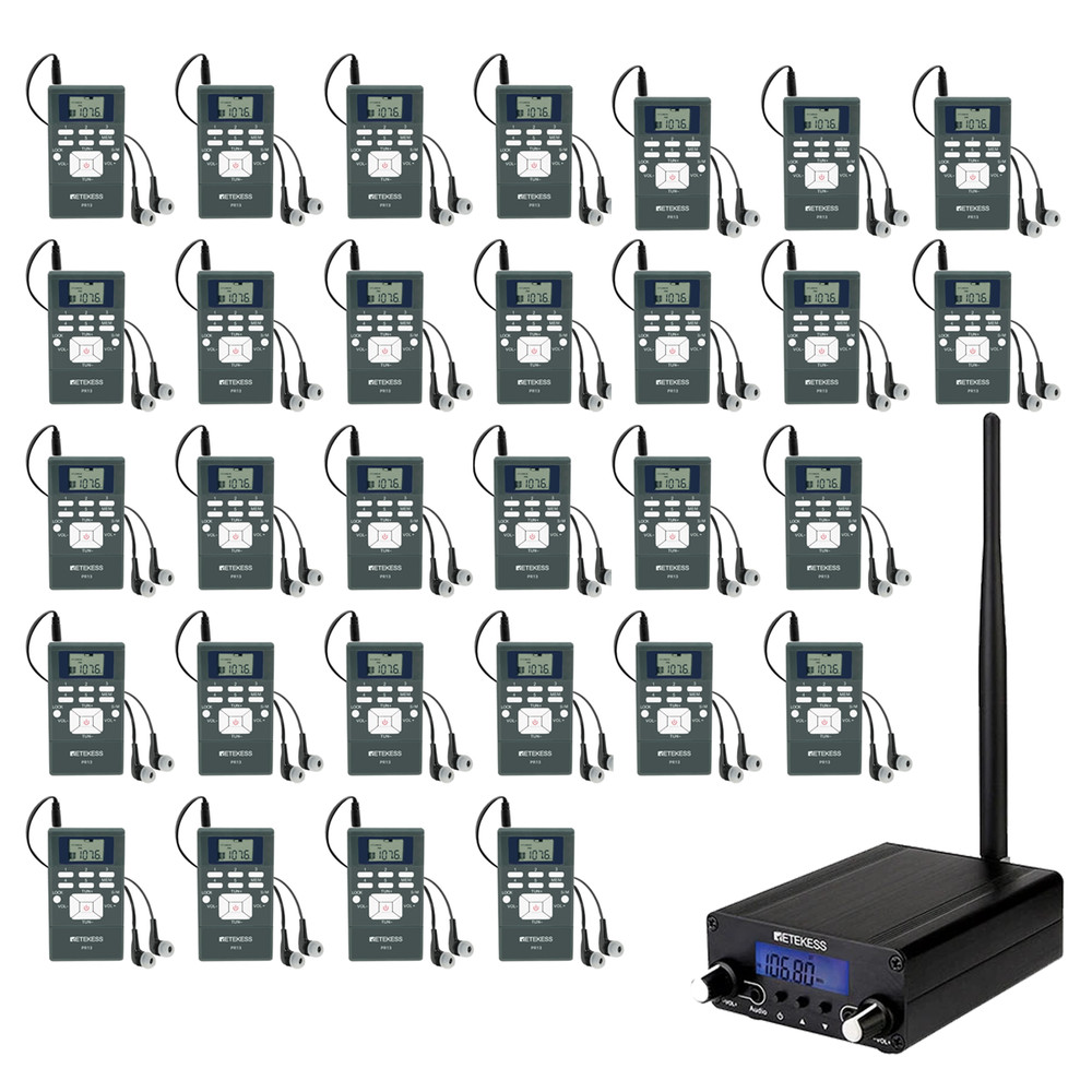 Retekess TR508 FM Transmitter Broadcast Stereo Radio Station 30 Receiver Meeting