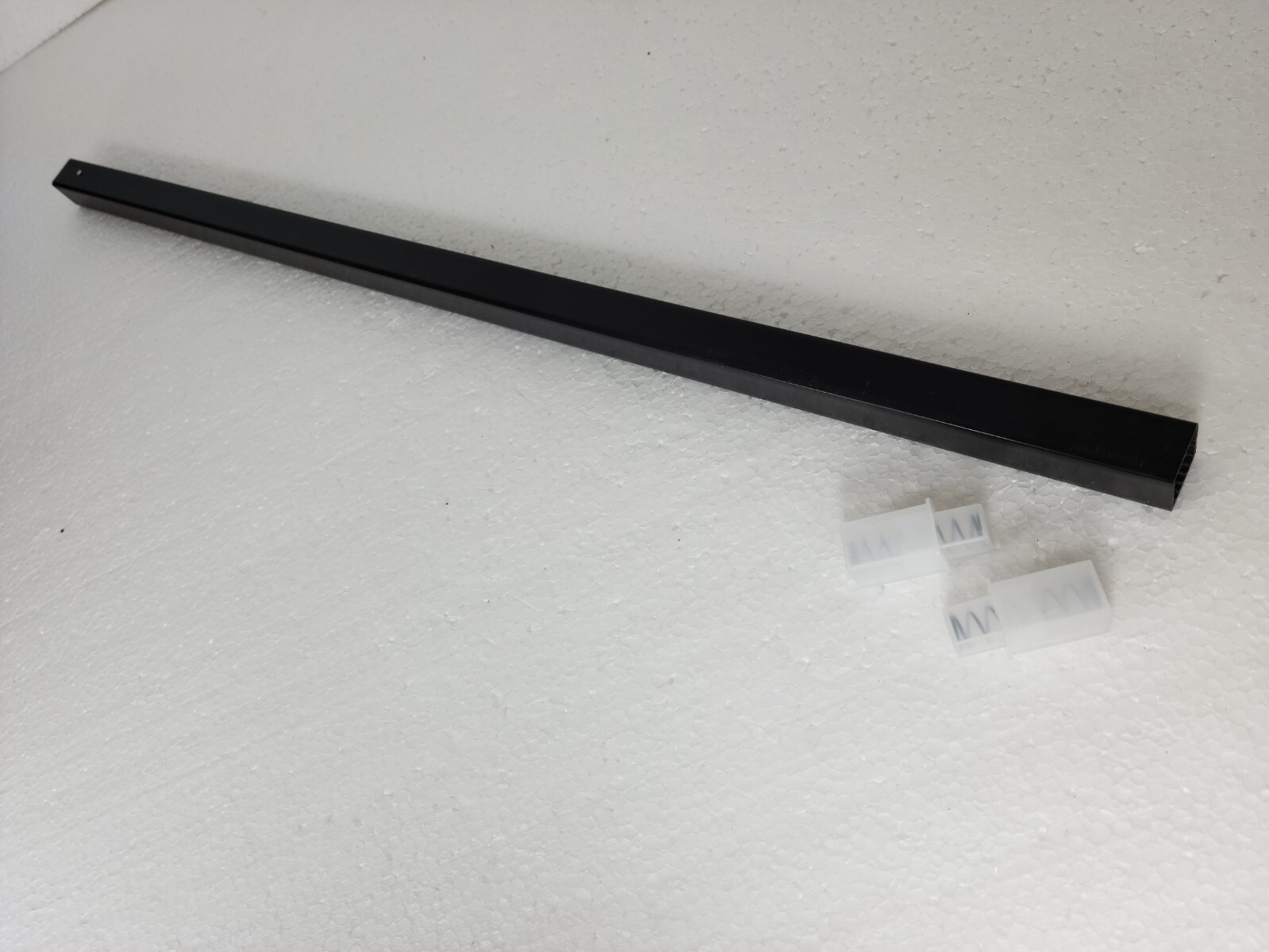 Vintage Black Towel Bar Rod Plastic Spring Rack 24 inch Mid Century Modern Retro