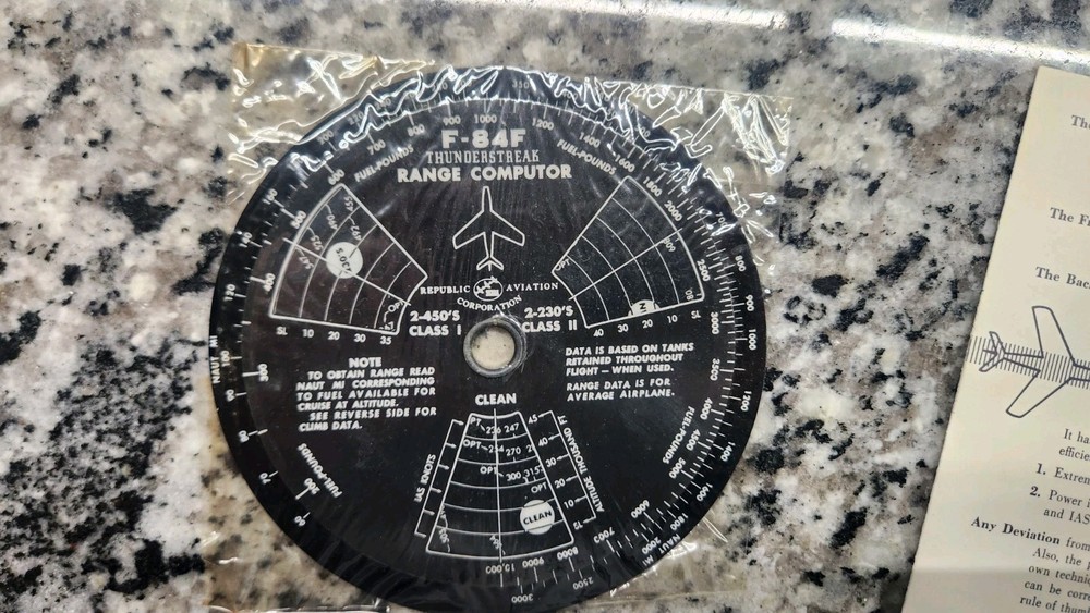ORIGINAL REPUBLIC AVIATION F-84F RANGE COMPUTER THUNDERSTREAK