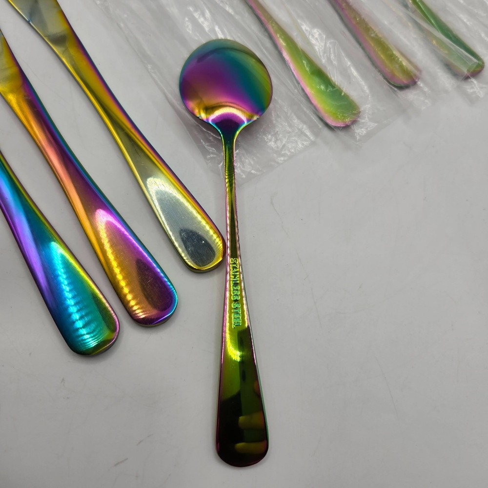 Flatware Rainbow Dinnerware Stainless Steel Tableware 4 Spoons / 3 Knives