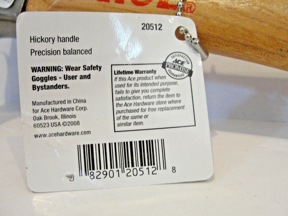 ACE 16-oz. Hickory Claw Hammer, # 20512