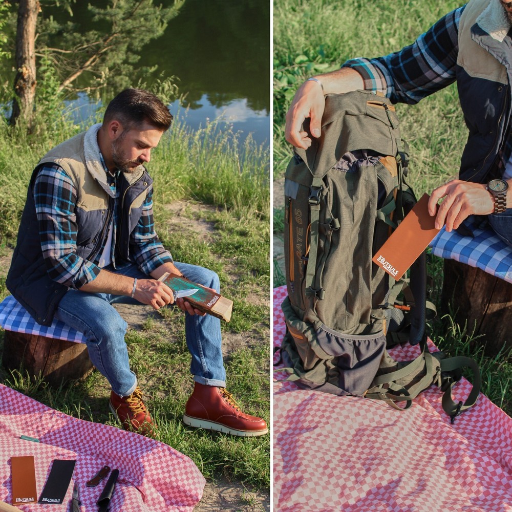 Hutsuls Knife Stropping Leather Sharpening Strop Green White Compound Sharpener