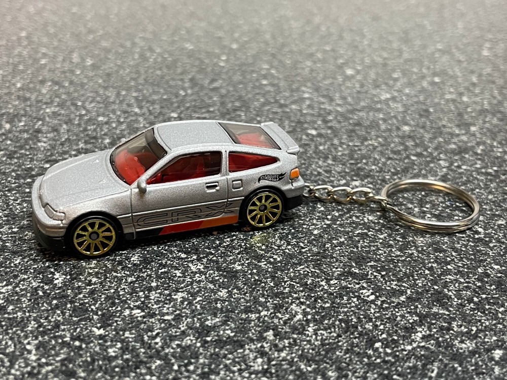 Honda CRX Silver Custom Keychain Hot Wheels Matchbox