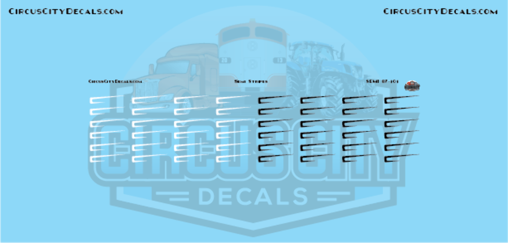 White & Black Semi Stripe Graphic 1:87 Scale