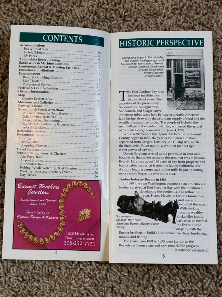 EVERETT WASHINGTON, Visitors Guide and Map, 1995