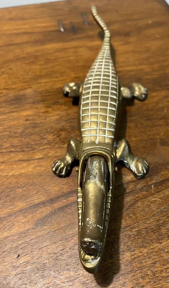 VintageBrass Crocodile Nutcracker 10.50 Inch Long