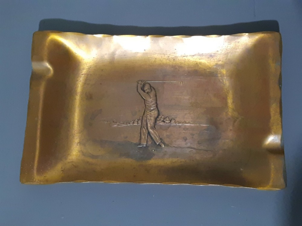 Wendell August Forge Solid Bronze Ashtray Plate Golf Hovis Screwlock