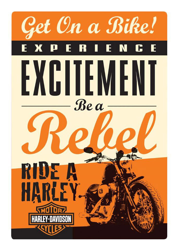 Harley-Davidson Get on a Bike Rebel Embossed Tin Sign, 10.5 x 15 inches 2010411