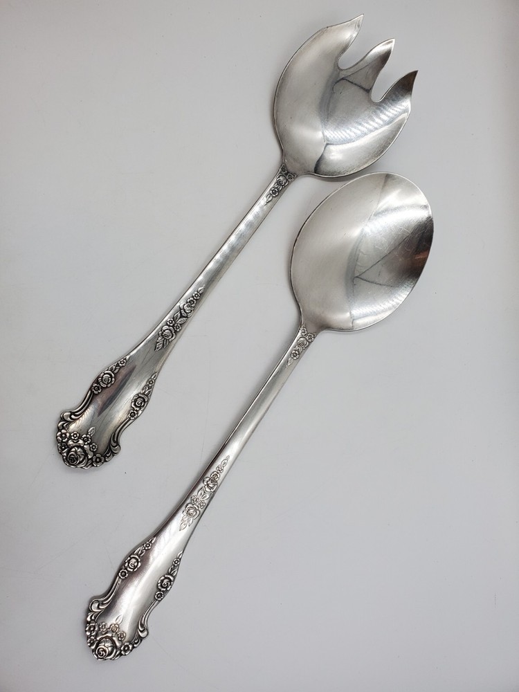 VTG King Edward Silverplate Holiday 1951 Pattern Fork & Spoon Salad Serving Set