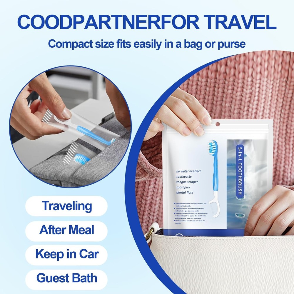 Toothpaste Tongue Scraper Picks Floss Travel Case Disposable Toothbrushes-paste