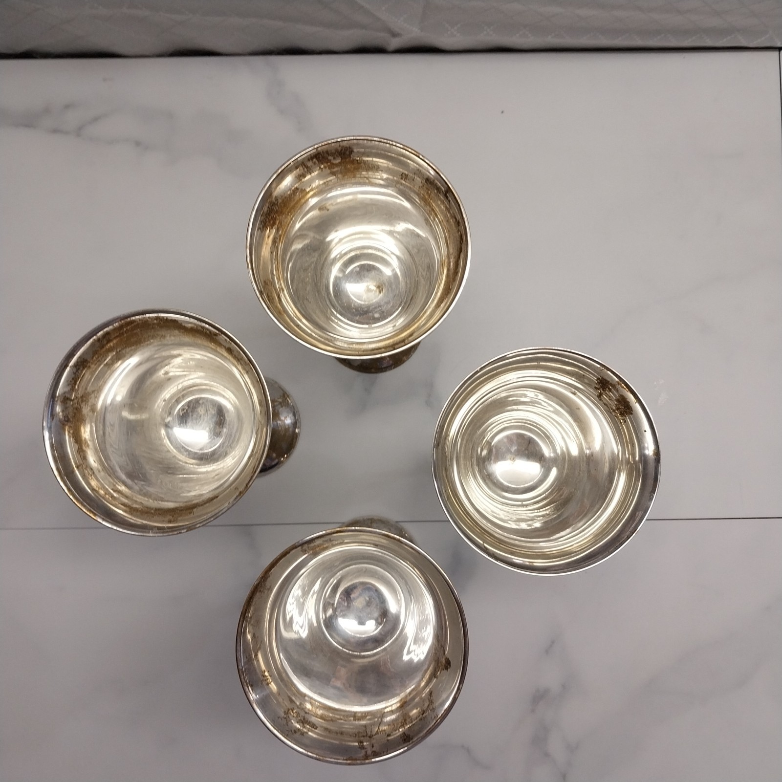 Leonard Water Wine Vintage Silver-plate 8" goblets - set of 4 - worn decor