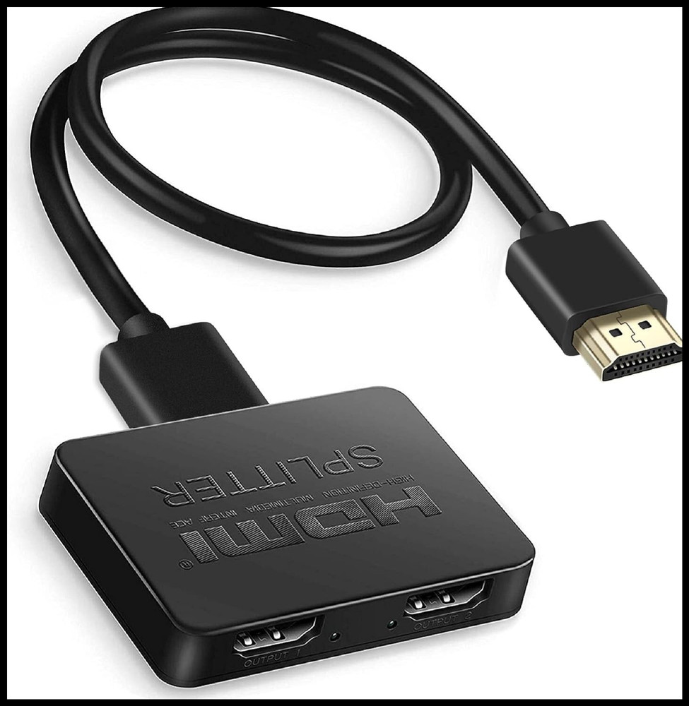 HDMI Splitter 1 in 2 Out【with 4ft HDMI Cable 】4K HDMI Splitter