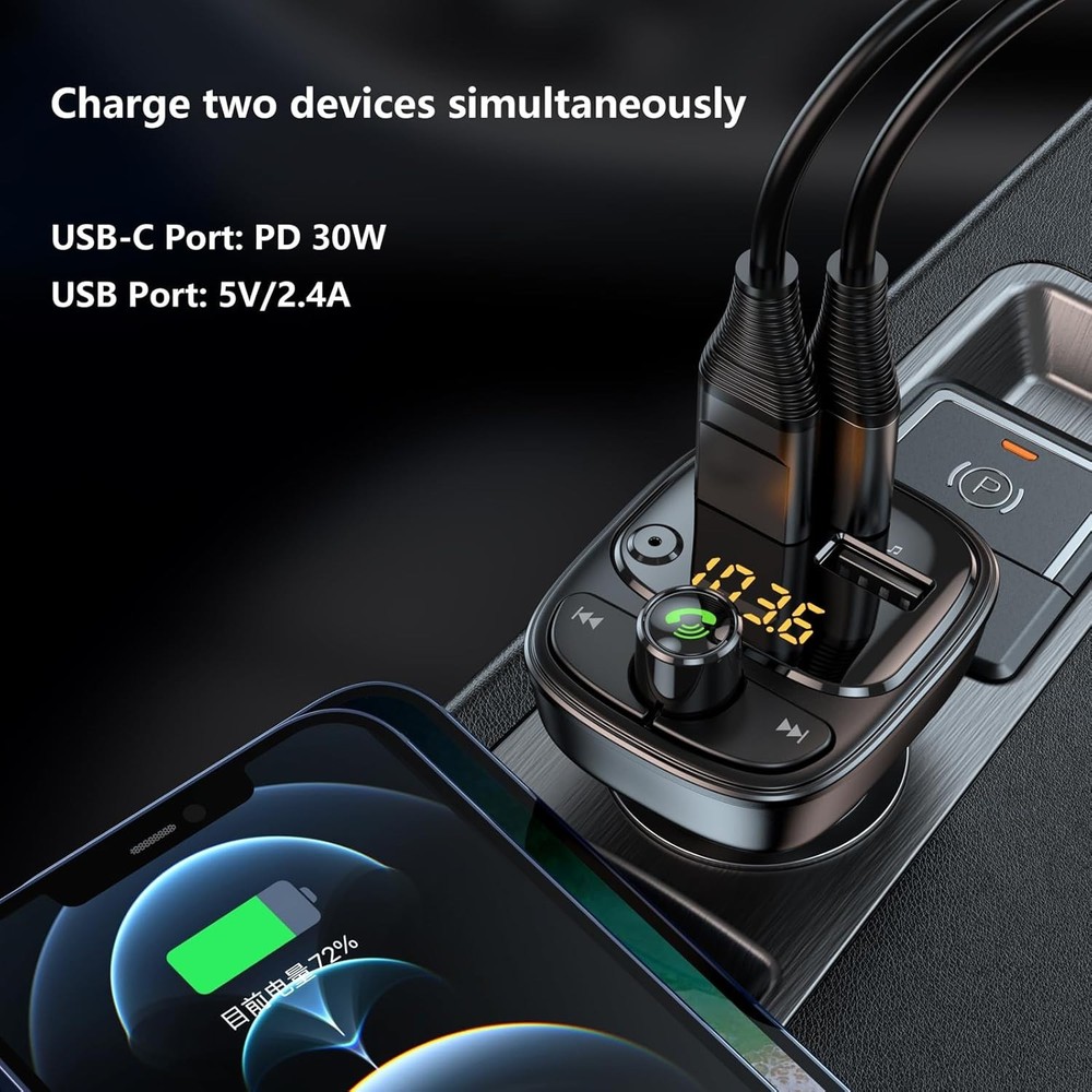Advanced Bluetooth 5.3 Car Adapter with Fast Charging & Noise-Canceling Features