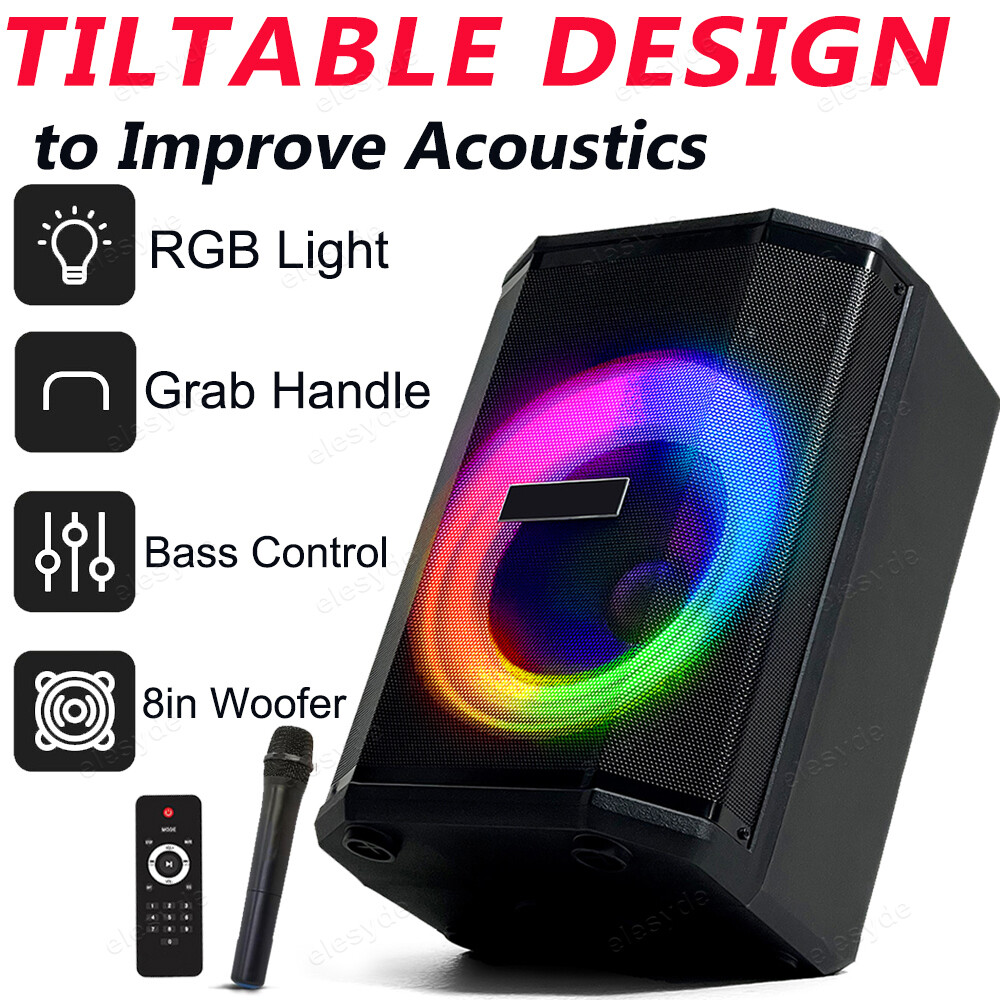 2400W Portable Bluetooth Speaker Loud & Crisp Sound Tiltable Function 8" Woofer