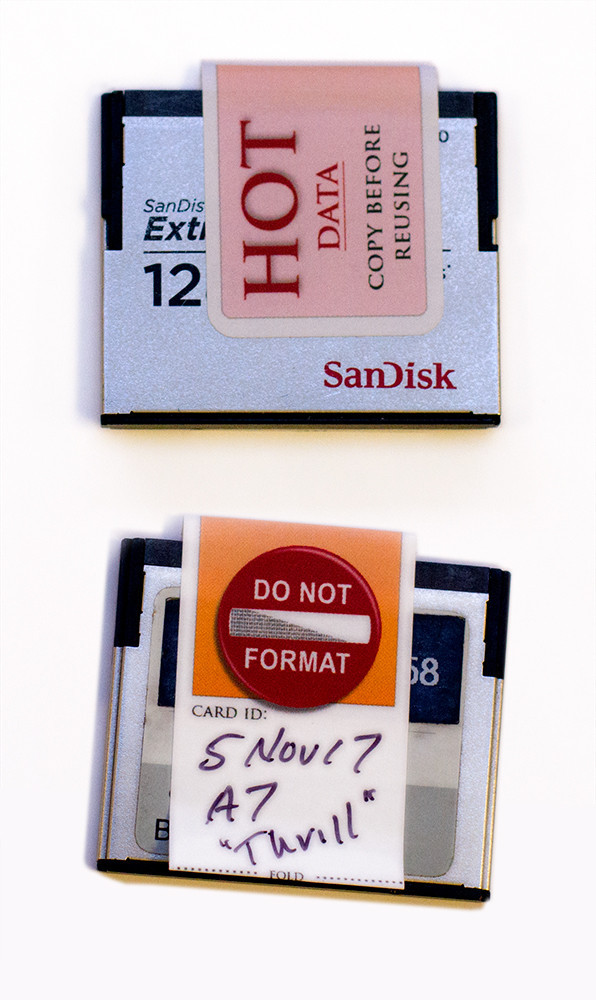 Memory Card Labels - HOT DATA! Prevent accidental erasure! SD, CF, RED MAG, etc.