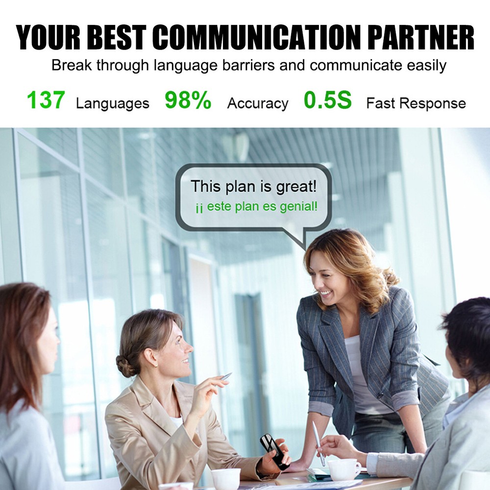 138 Languages Real-Time Translator Device Bluetooth Two-Way Instant Translate