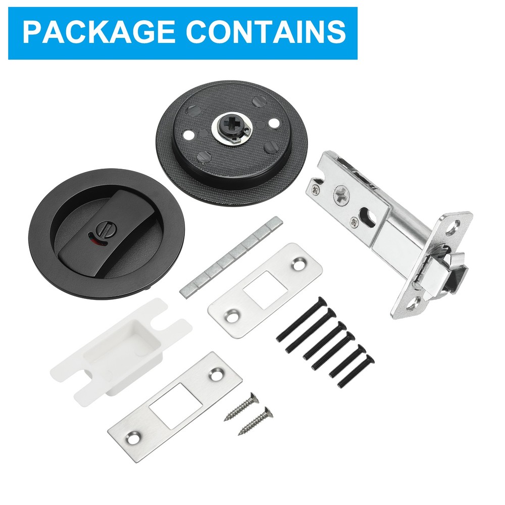 Round Recessed Door Lock with Color Coded Indicators 2 3/8" Backset Black