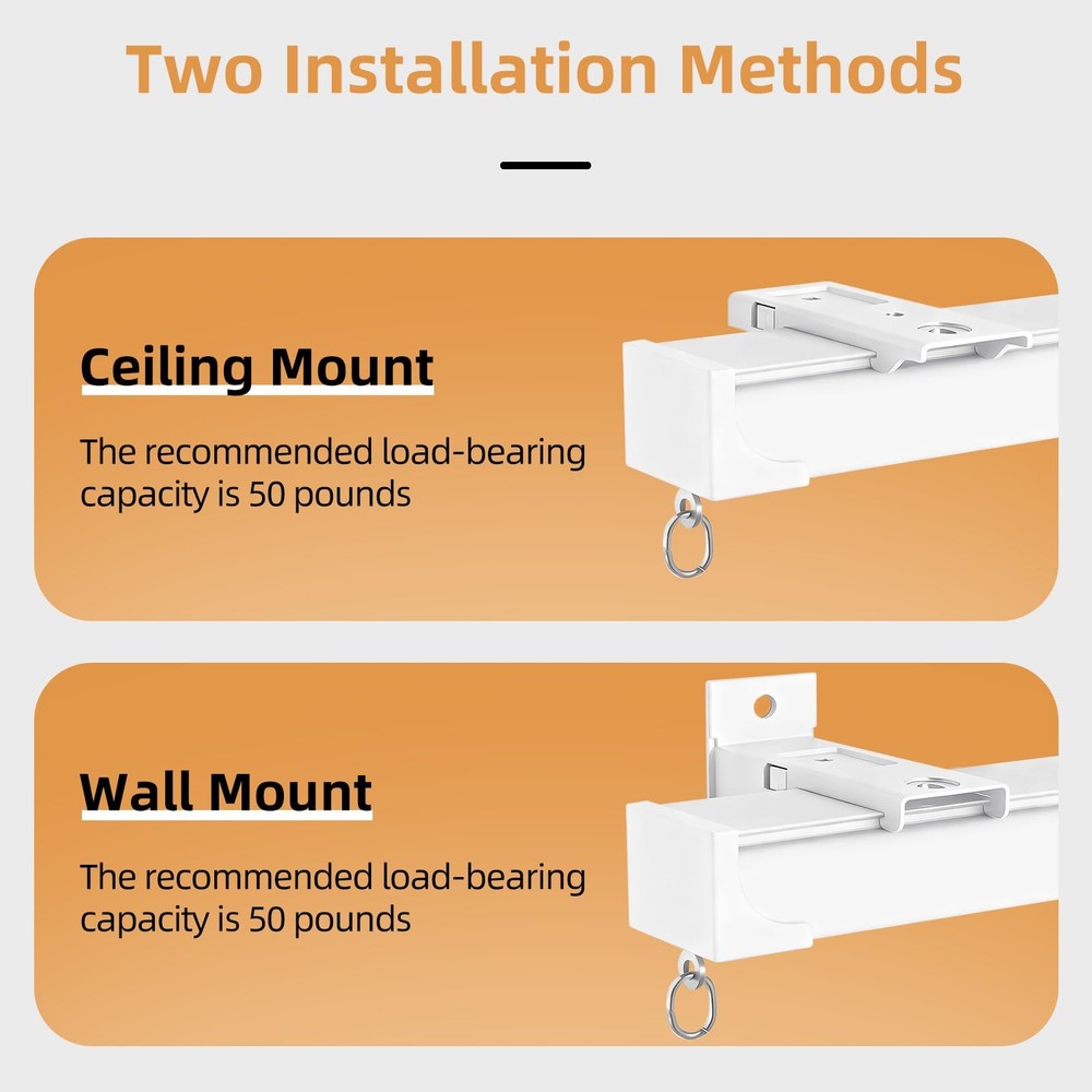 Curtain Tracks Ceiling Wall Mounted White 6.89FT Thickened Hook Room Divider