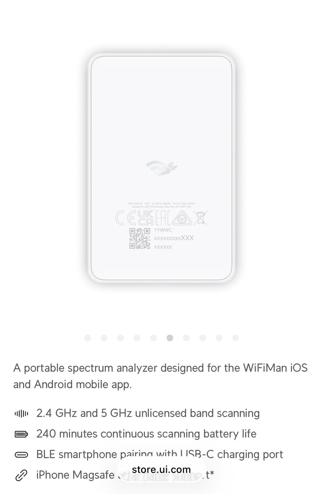 Ubiquiti WiFiMan Wizard, Portable Spectrum Analyzer, Designed for WiFiMan iOS...