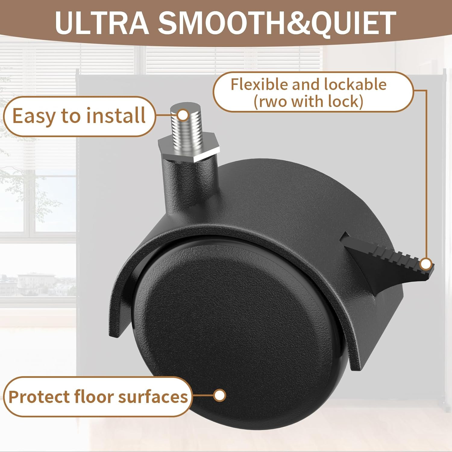 Single Panel Room Divider/Privacy Screen with Caster Wheels and Brakes - Stylish