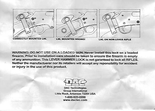 Dac LHL096B Lever Hammer Gun Lock, Locks Hammer and Lever -- Great Gift