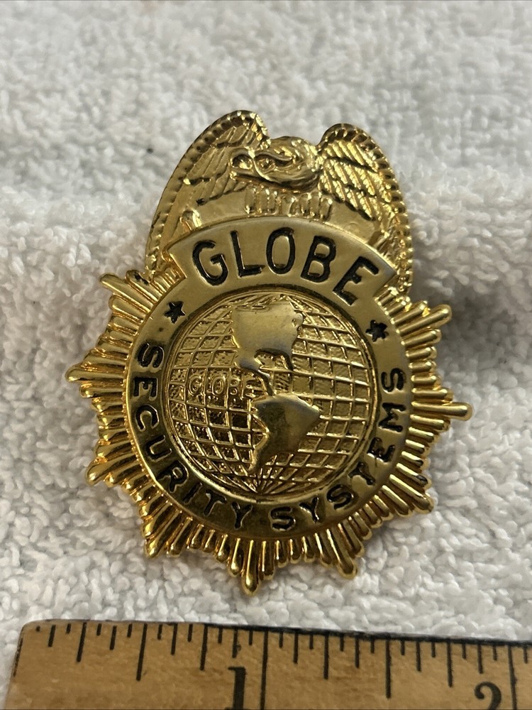 Vintage Obsolete GLOBE Security Systems Metal Badge pin