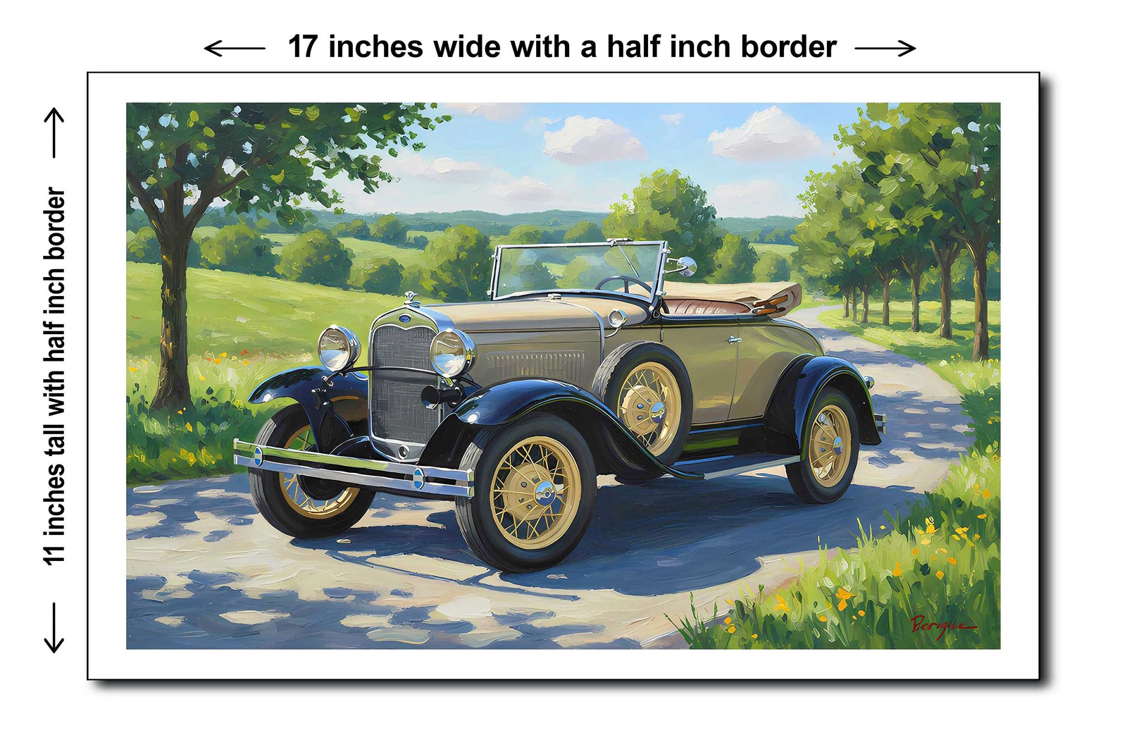 1931 Ford Model A Roadster - 11x17 Poster Art Print