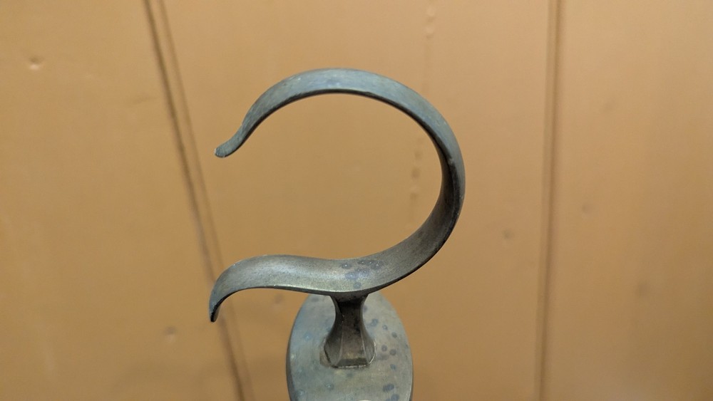 Antique Early Fireplace Tool Jamb Hook Solid Brass Primitive