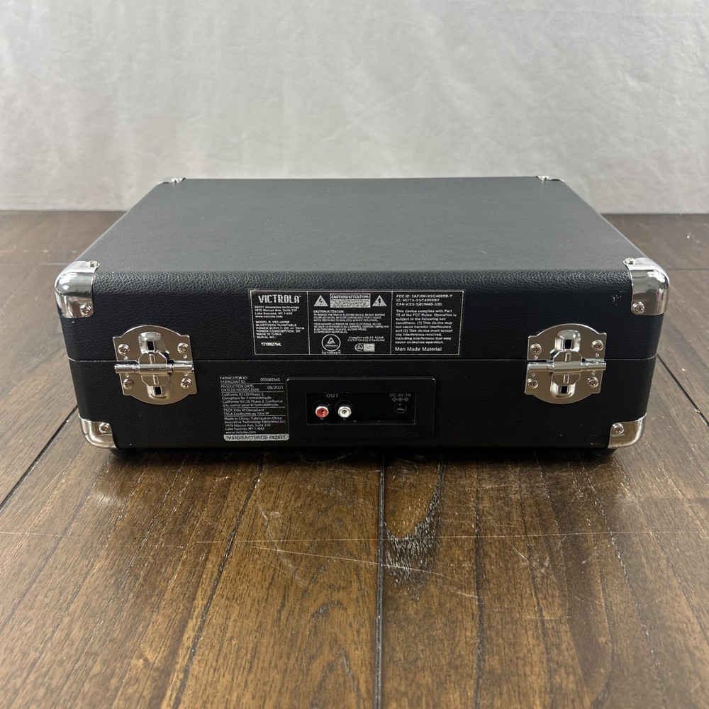Victrola Journey+ Bluetooth Record Player Suitcase Black Open Box Tested Working