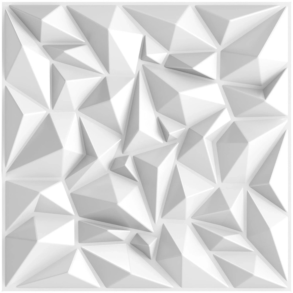 12 Pcs Acoustic Diffuser Panels 19.7" White PVC 3D Wall Art