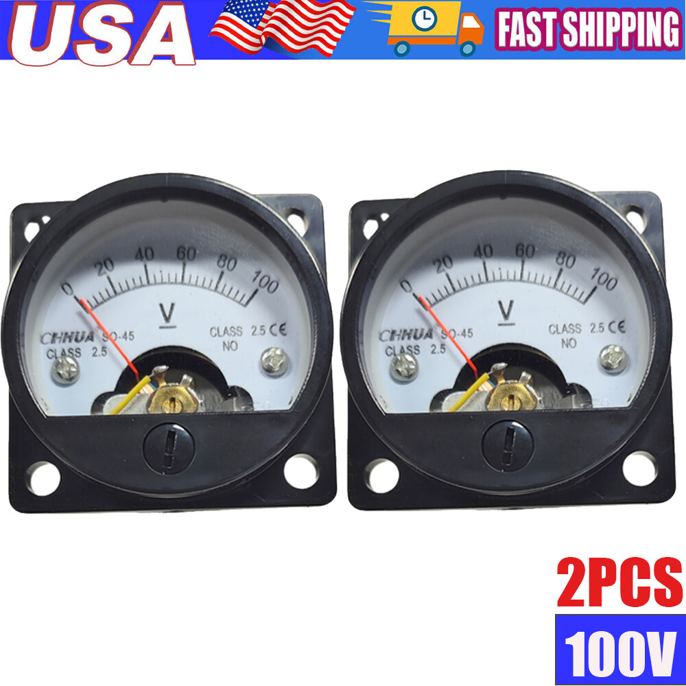 2x DC 0-100V Analog Voltmeter Analogue Voltage Panel Meter SO45 Directly Connect