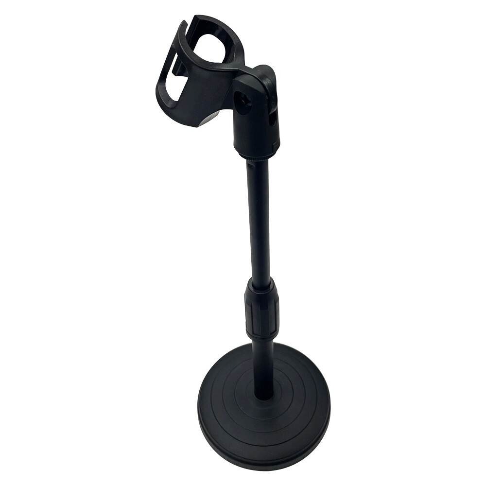 Adjustable Desktop Microphone Lifting Stand Mini Round Base with Mic Clip