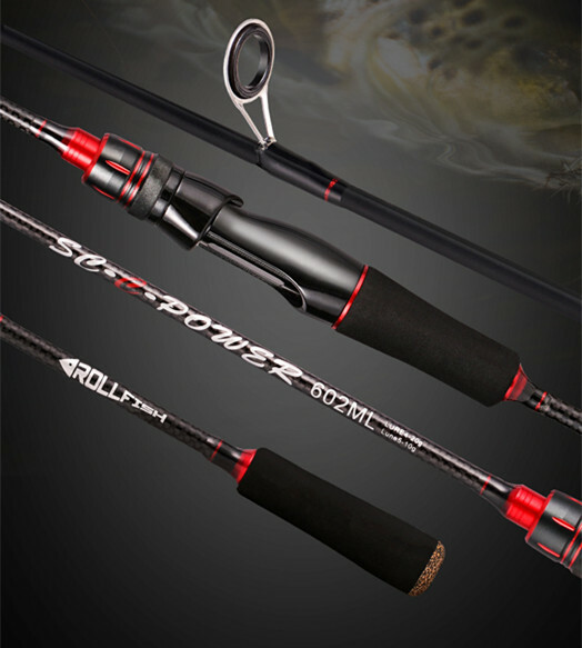 Rollfish Medium light Mod Fast Spinning Rod 6' 2pc. Black/Red