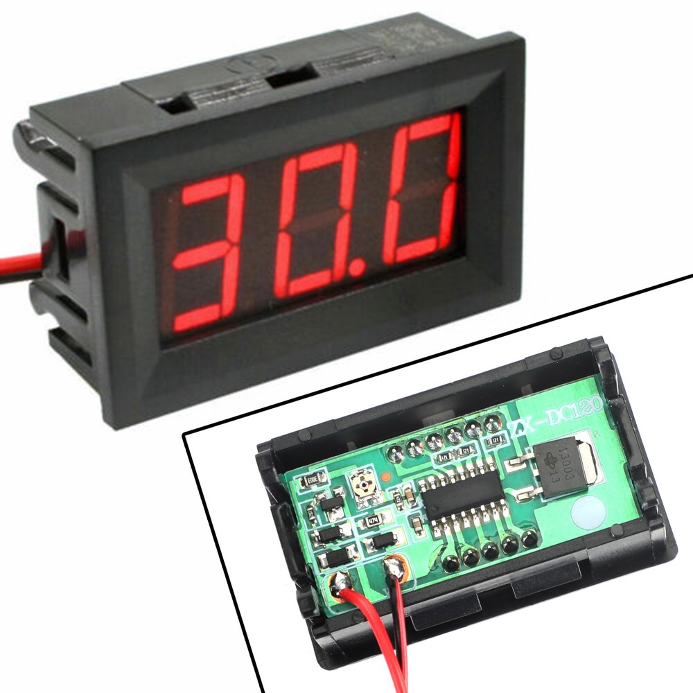 5Pcs Dc 5-120V Voltmeter Red Led Panel 3-Digital Display Volt Meter 2-Wire