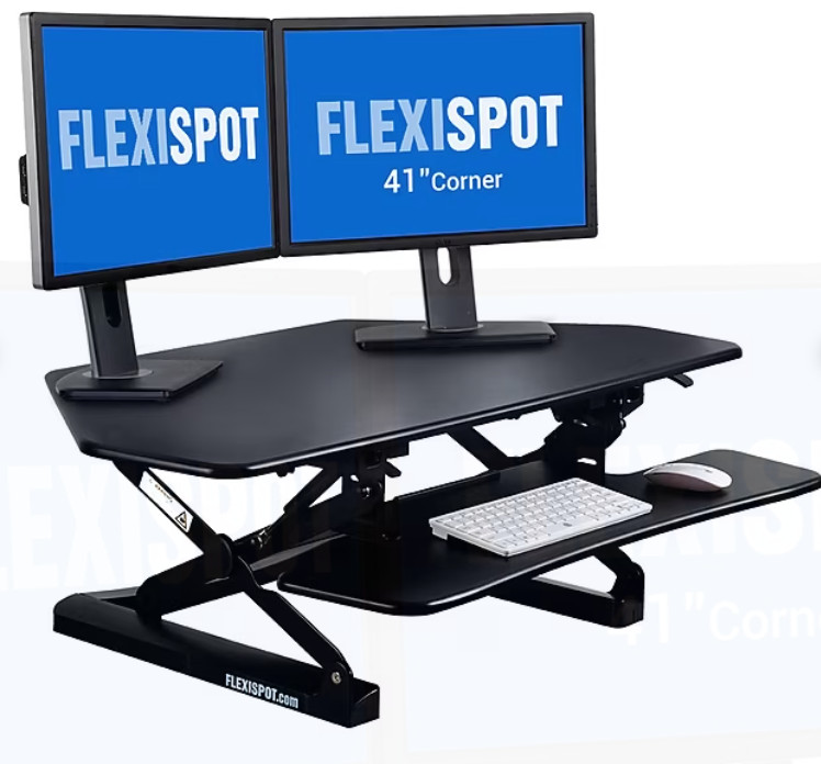 FlexiSpot Height-Adjustable Standing Corner Desk, 41"W, Black